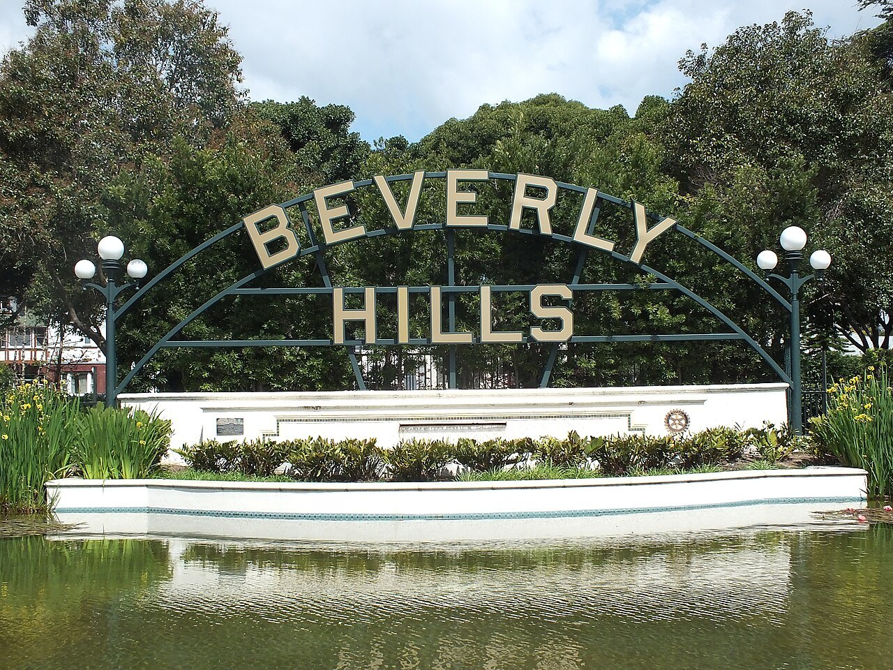 Beverly Hills sign in park in Beverly Hills, California
